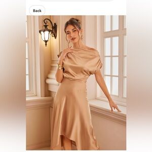 CIDER Maxi Dress Boat Neck Asymmetrical Ruffle Sleeveless Cocktail Dress